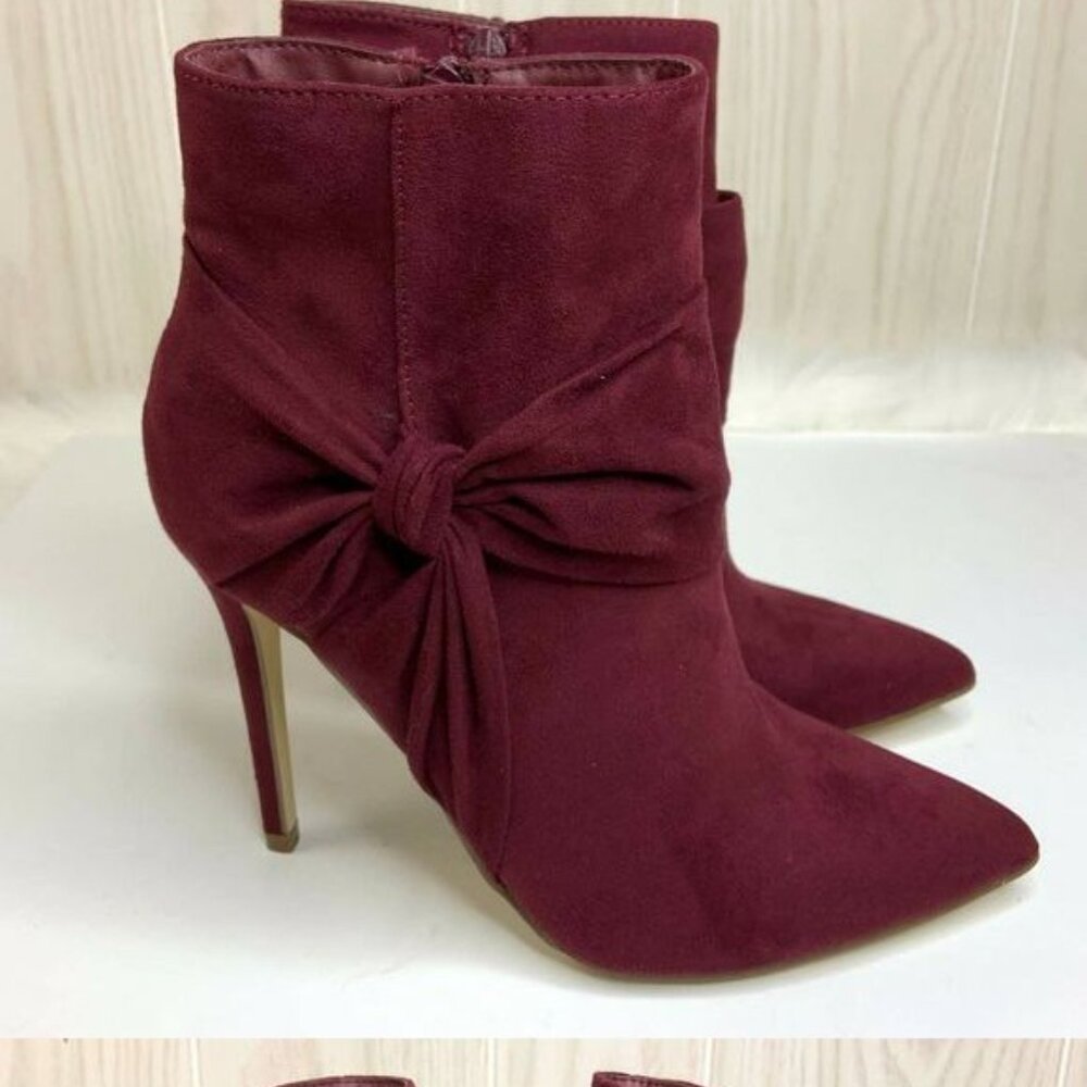 JustFab Burgundy Stilletto Boots (7.5)